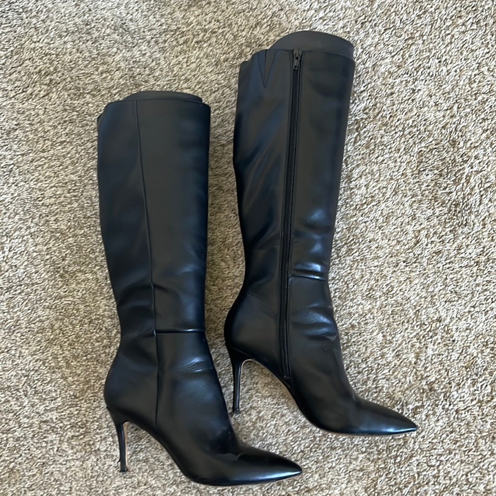 Aldo Black Leather Knee High Boots - Size 8
